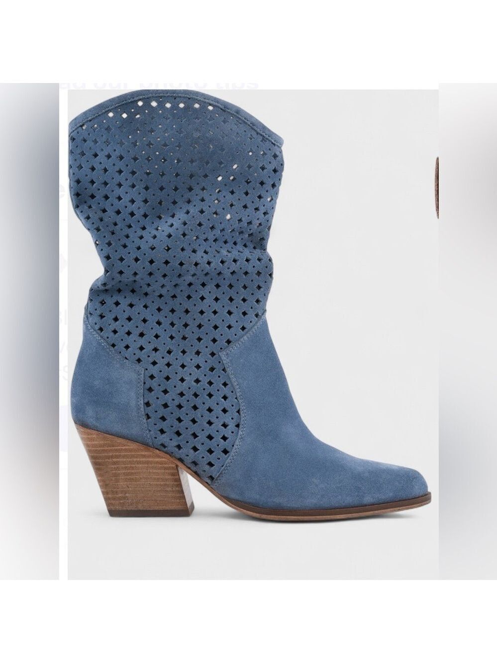 Seychelles Diva Blue Suede Perforated Mid-Calf Boots Size 7.5 NWT - Picture 4 of 11